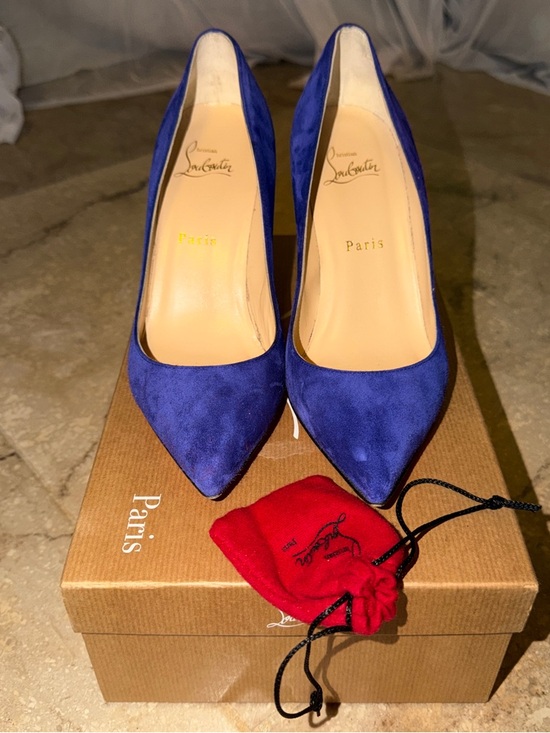 Shoes - Christian Louboutin Pigalle Follies 85mm 37.5 Blue Suede + Box & Extra Heel Taps